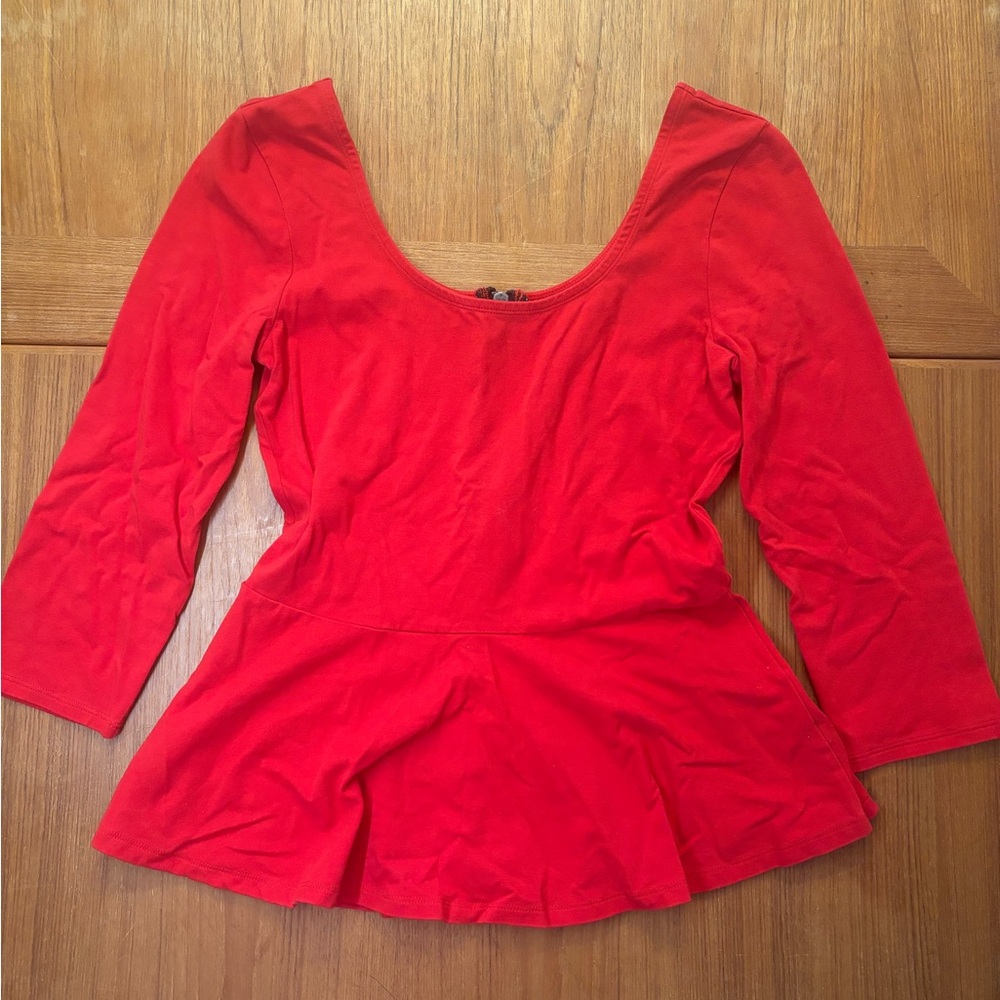 Express Red Peplum Shirt